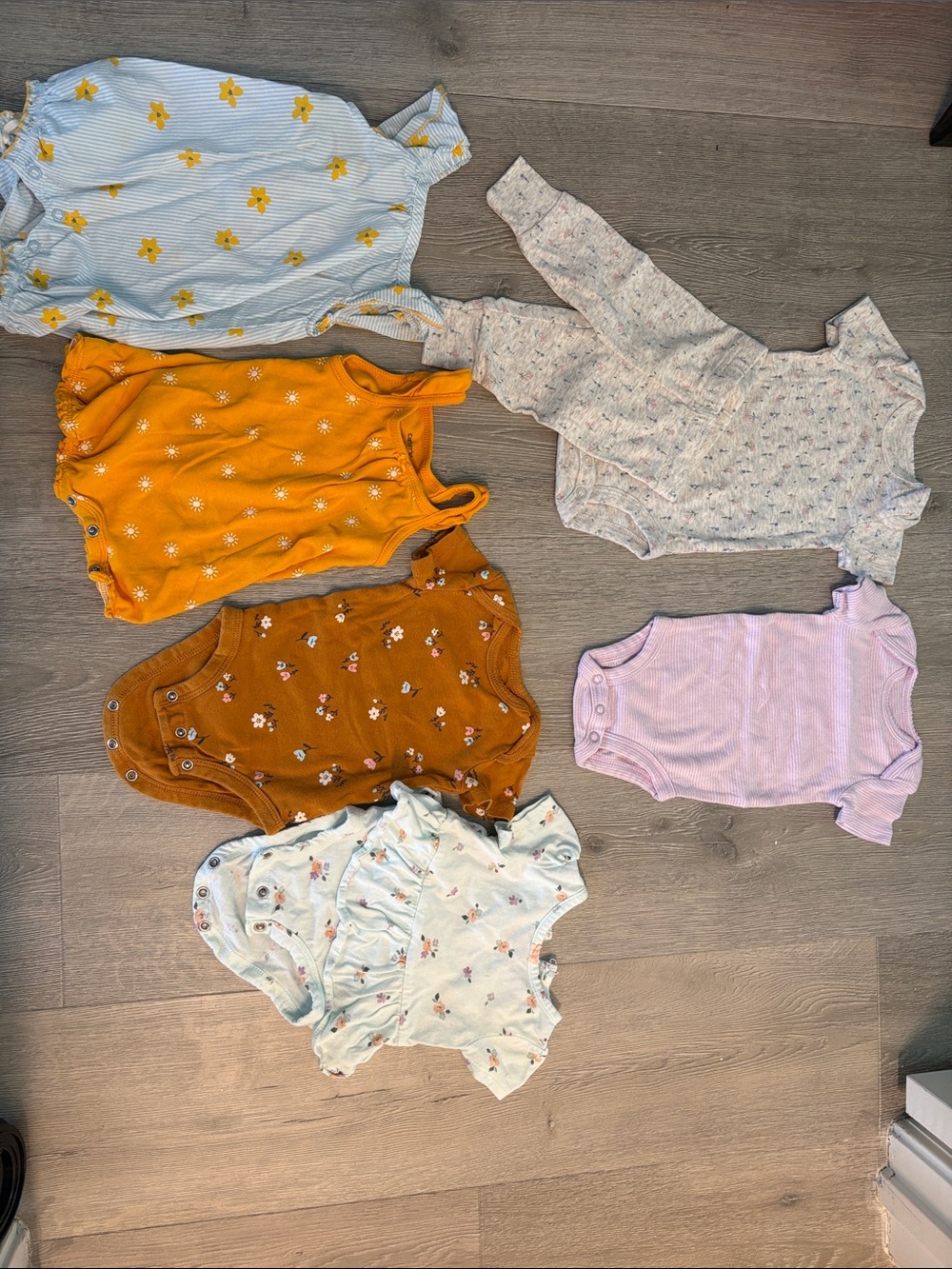 Carters 3M Mixed Baby Girls' Onesie Bundle - Yellow, Rust, Lavender, Light Blue